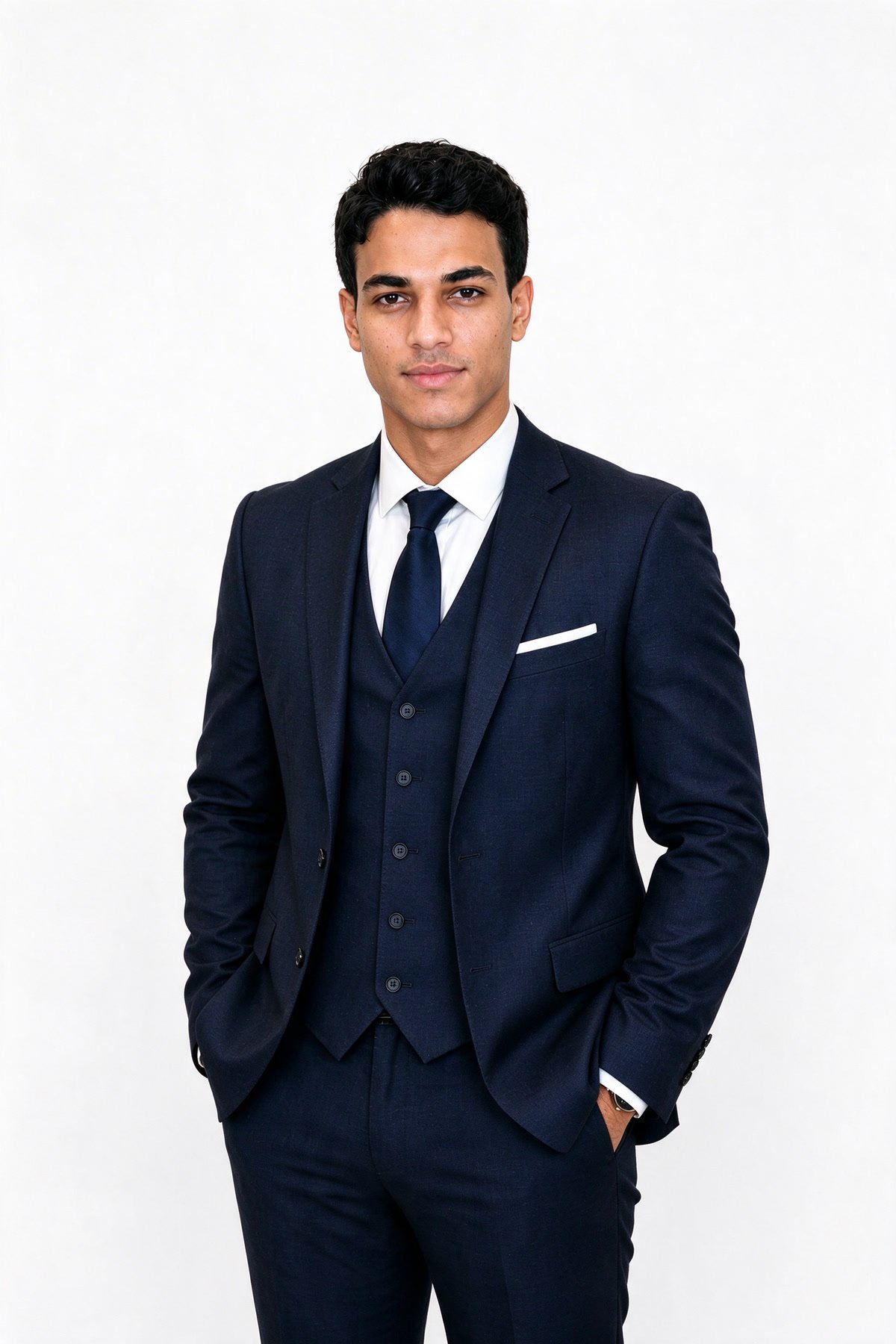 Elias Loubani, founder of Enterprise Web Designs, in a navy three-piece suit